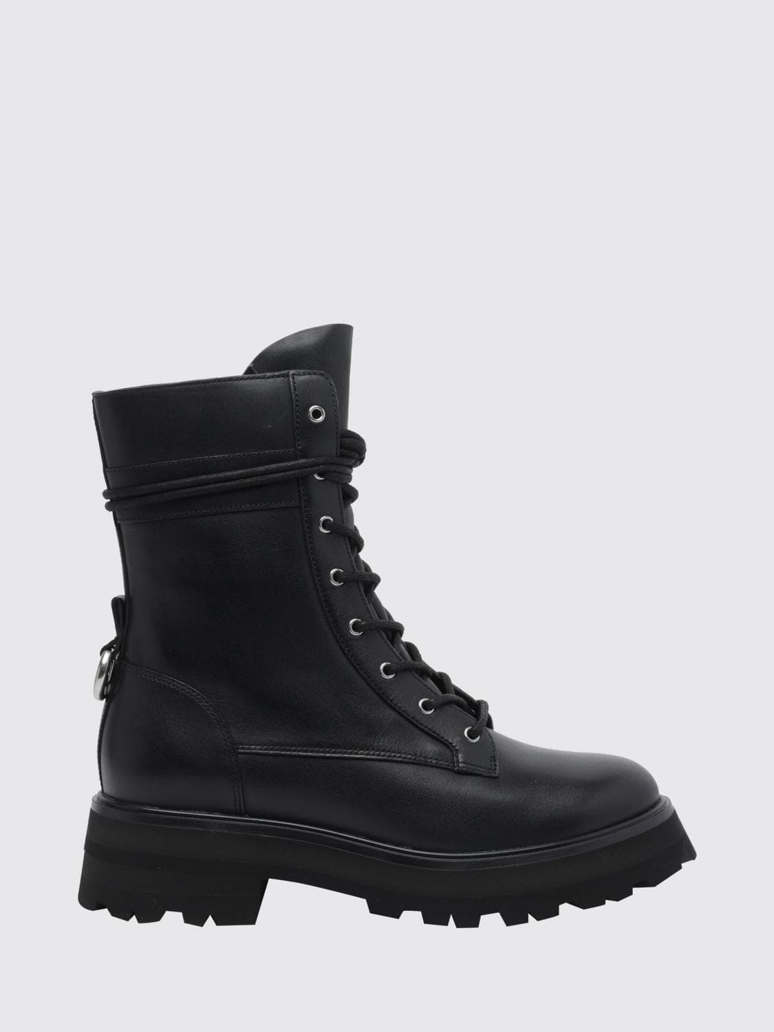 Michael Kors Caleb Combat Boots in Smooth Calf Leather with a Lug Sole