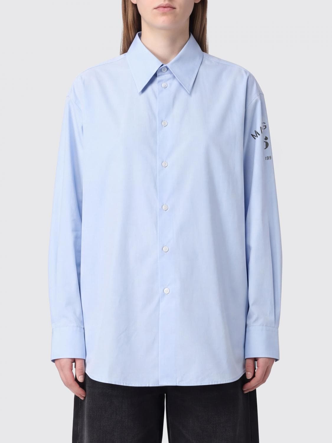 Mm6 Maison Margiela Relaxed-Fit Poplin Shirt with Asymmetric Hem
