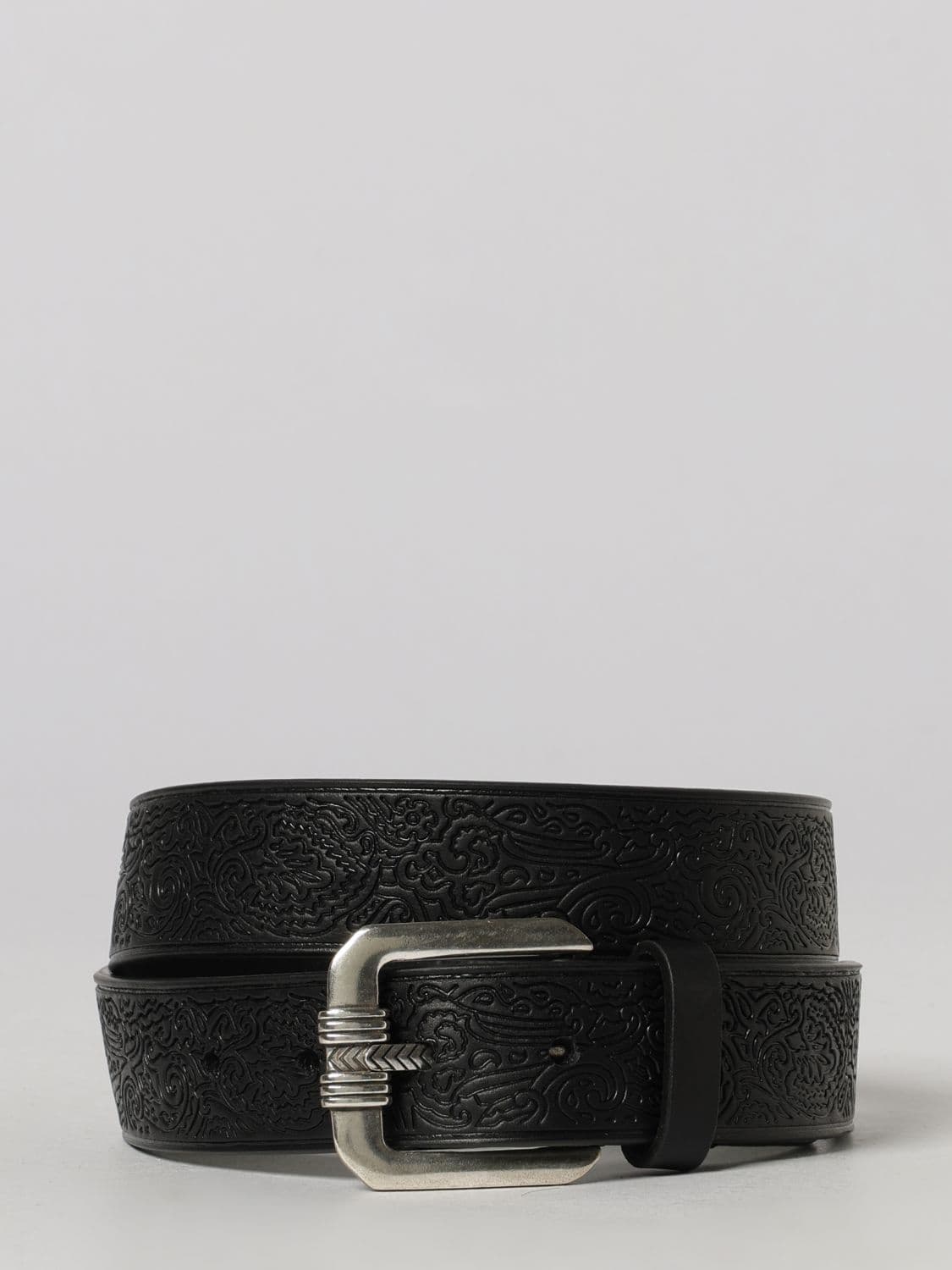 Etro Adjustable Belt in Embossed Calf Leather with Pin Buckle