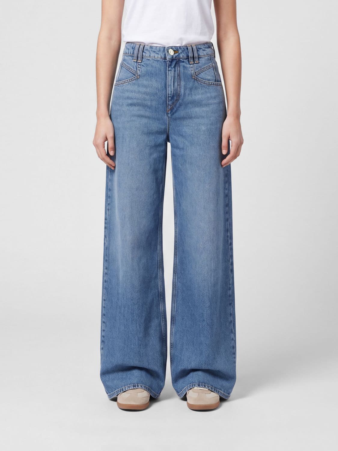 Isabel Marant Etoile Lemony High-Waisted Wide-Leg Jeans in Denim