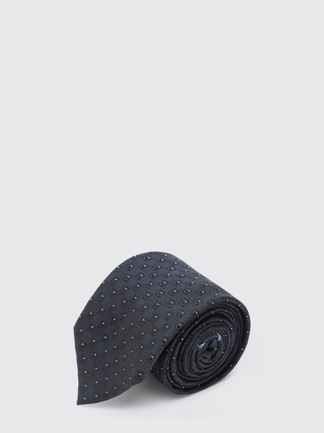 Ferragamo Gancini Tie in Pure Silk with Jacquard Monogram Pattern