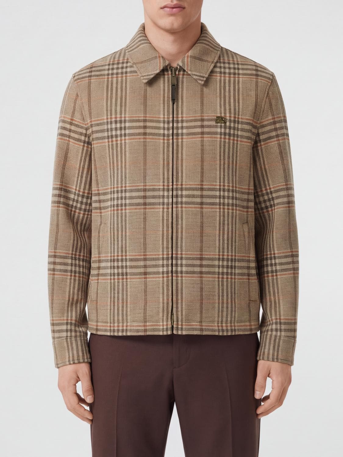 Burberry Tartan Wool Shirt Jacket with Zip Closure