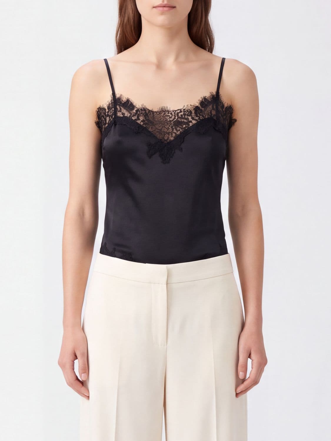 Gold Hawk V-Neck Slim Fit Jersey Bodysuit with Lace Inserts
