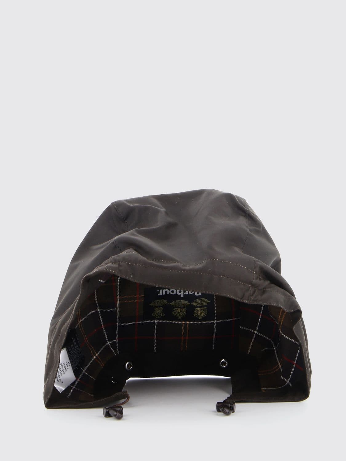 Barbour Waxed Cotton Fisherman's Bucket Hat with Check Interior