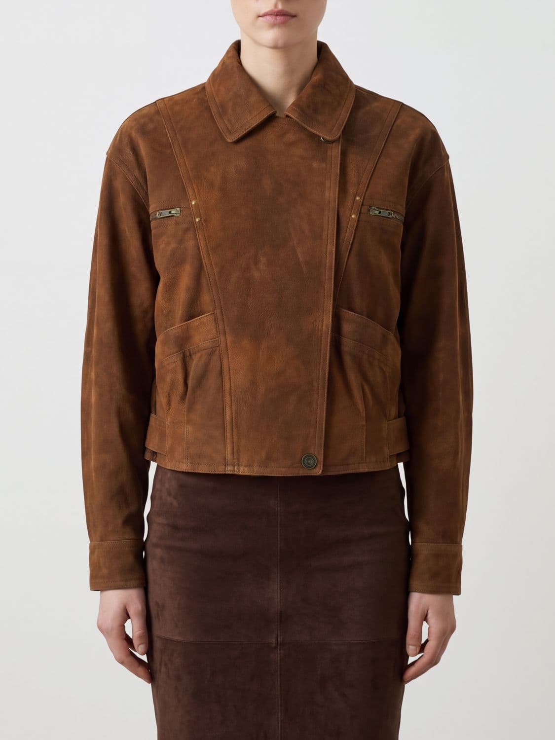 Isabel Marant Etoile Suede Leather Shirt Jacket with Concealed Closure