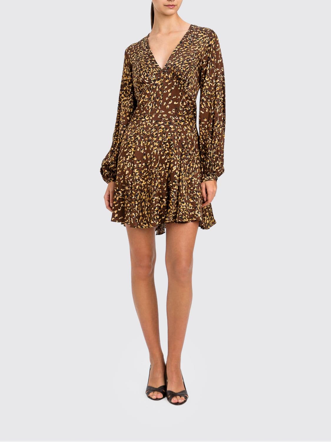 Twinset Animalier Print V-Neck Viscose Mini Sheath Dress