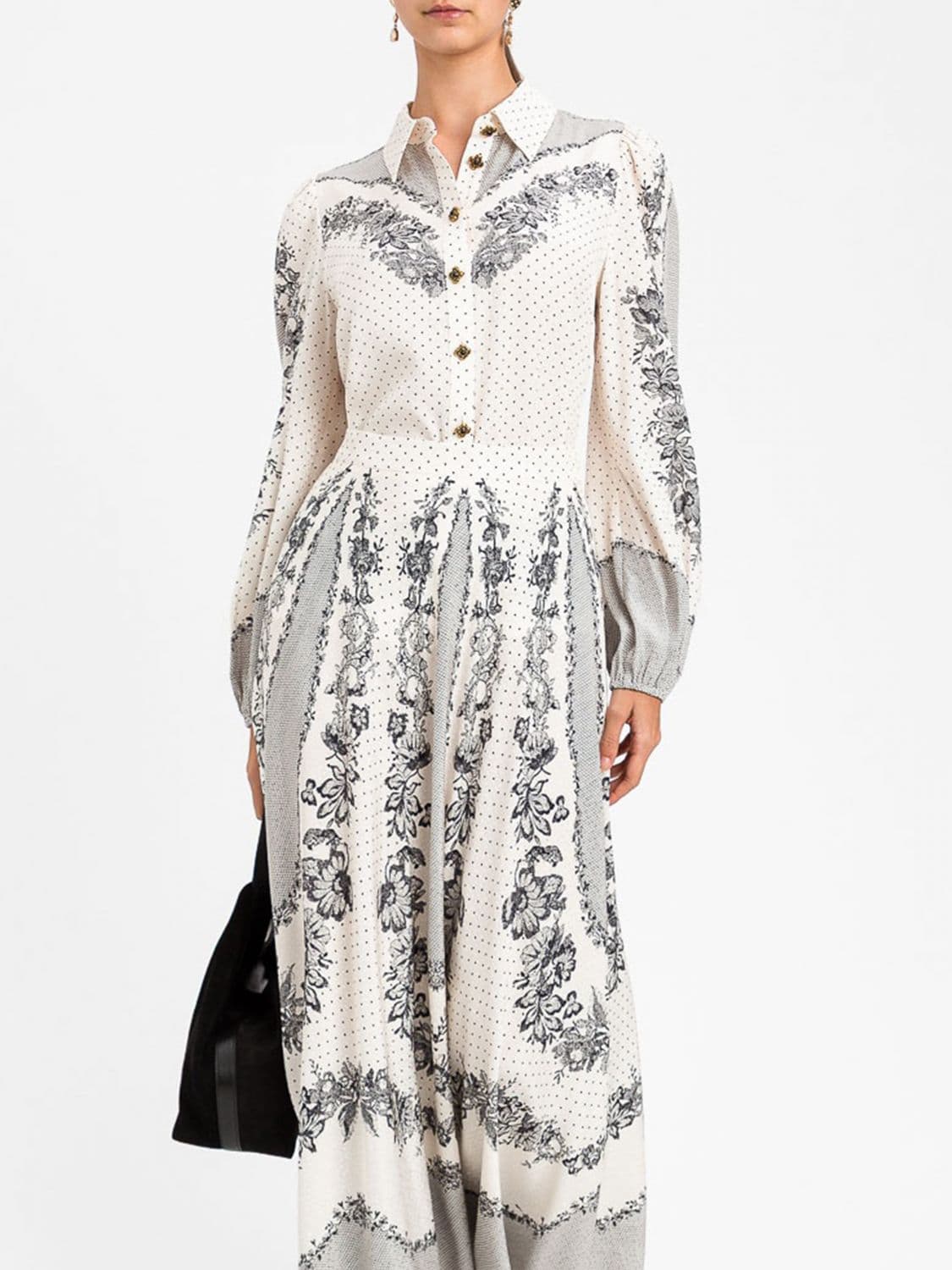 Twinset Floral and Polka Dot Print Viscose Shirt