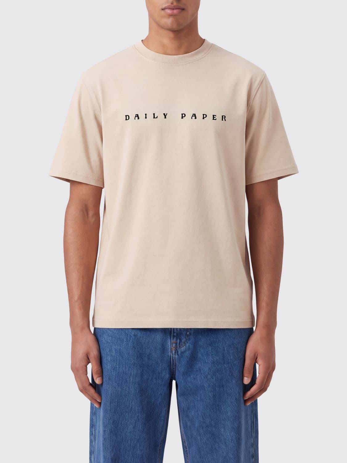 Daily Paper Crewneck Cotton T-Shirt with Dropped Shoulders and Logo