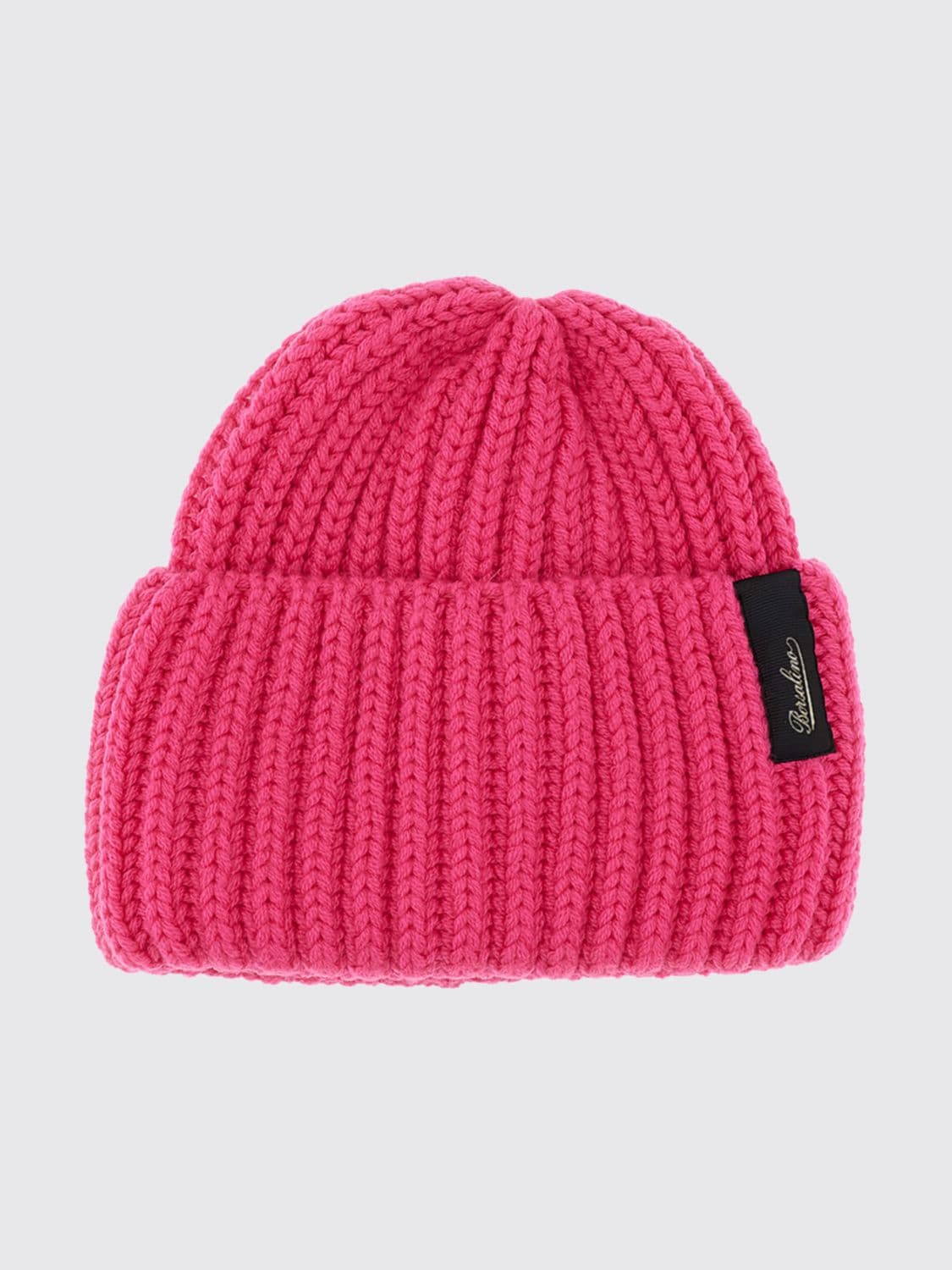 Borsalino Virgin Wool Beanie Hat with Cuff and Logo