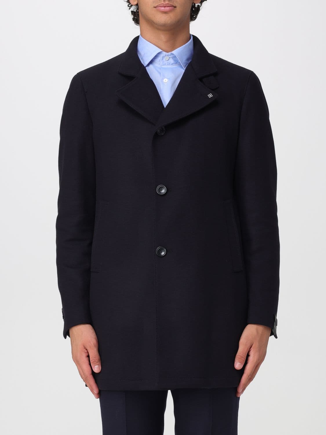 Tagliatore Single-Breasted Knee-Length Coat in Pure Wool with Classic Collar