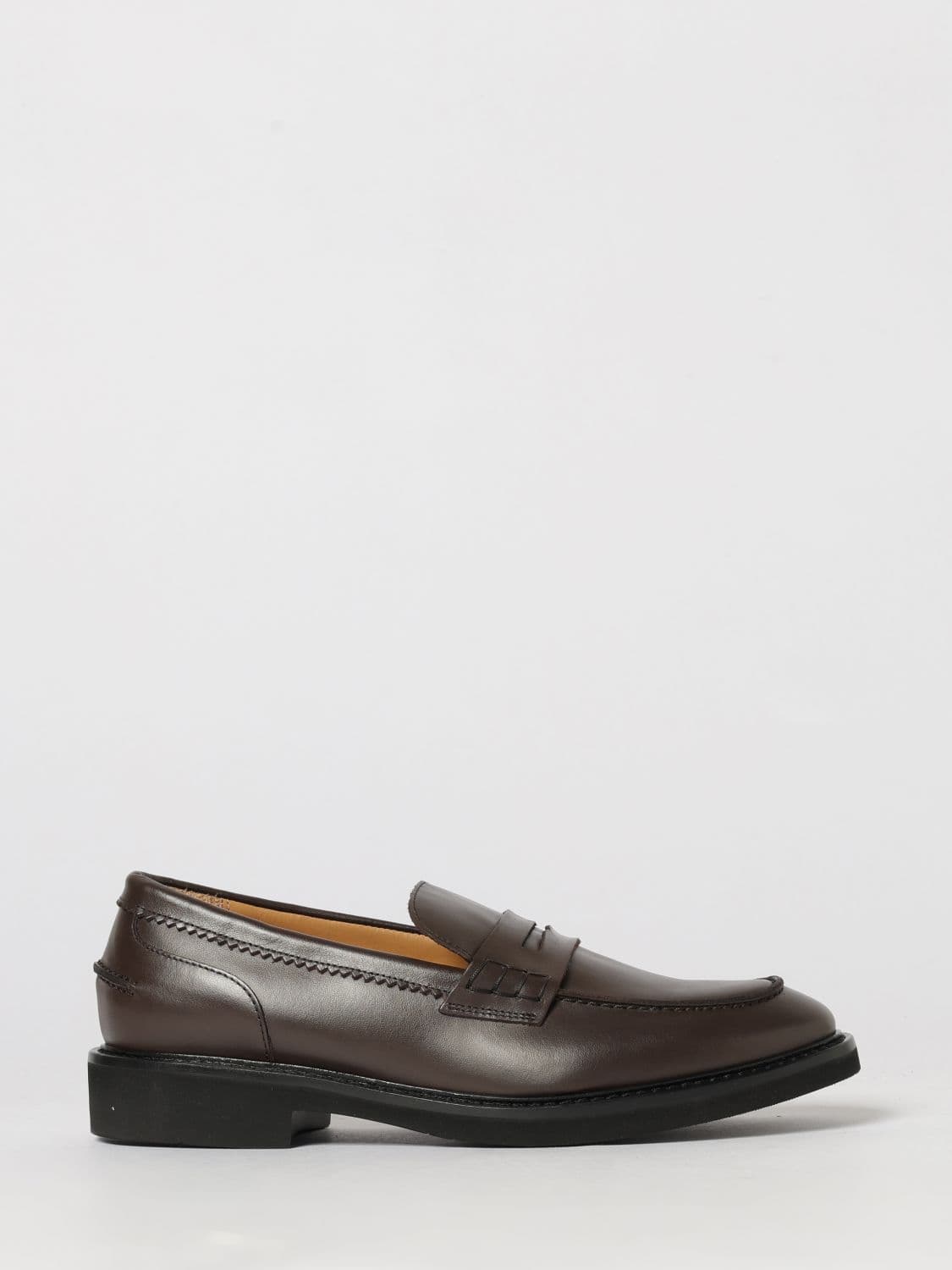 Anna F. Smooth Leather Penny Loafers with Raised Apron Toe