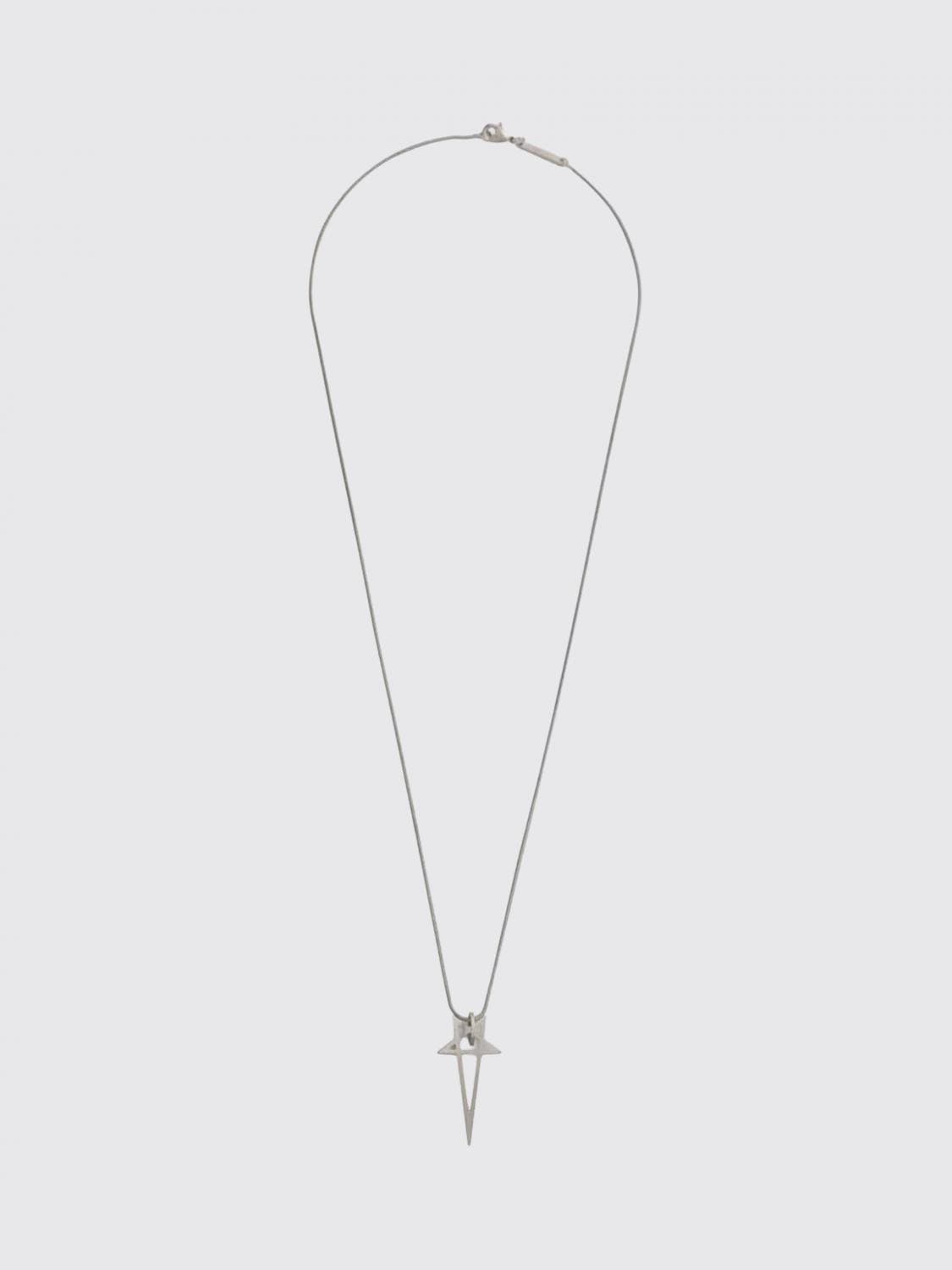 Rick Owens Pentagram Chrome-Plated Brass Necklace with Sliding Star Pendant