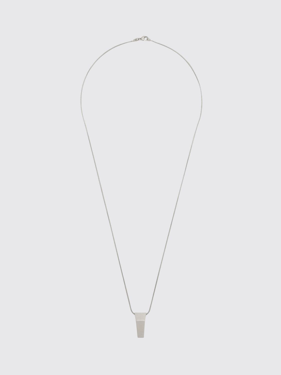Rick Owens Trunk Chrome-Plated Brass Necklace with Sliding Pendant