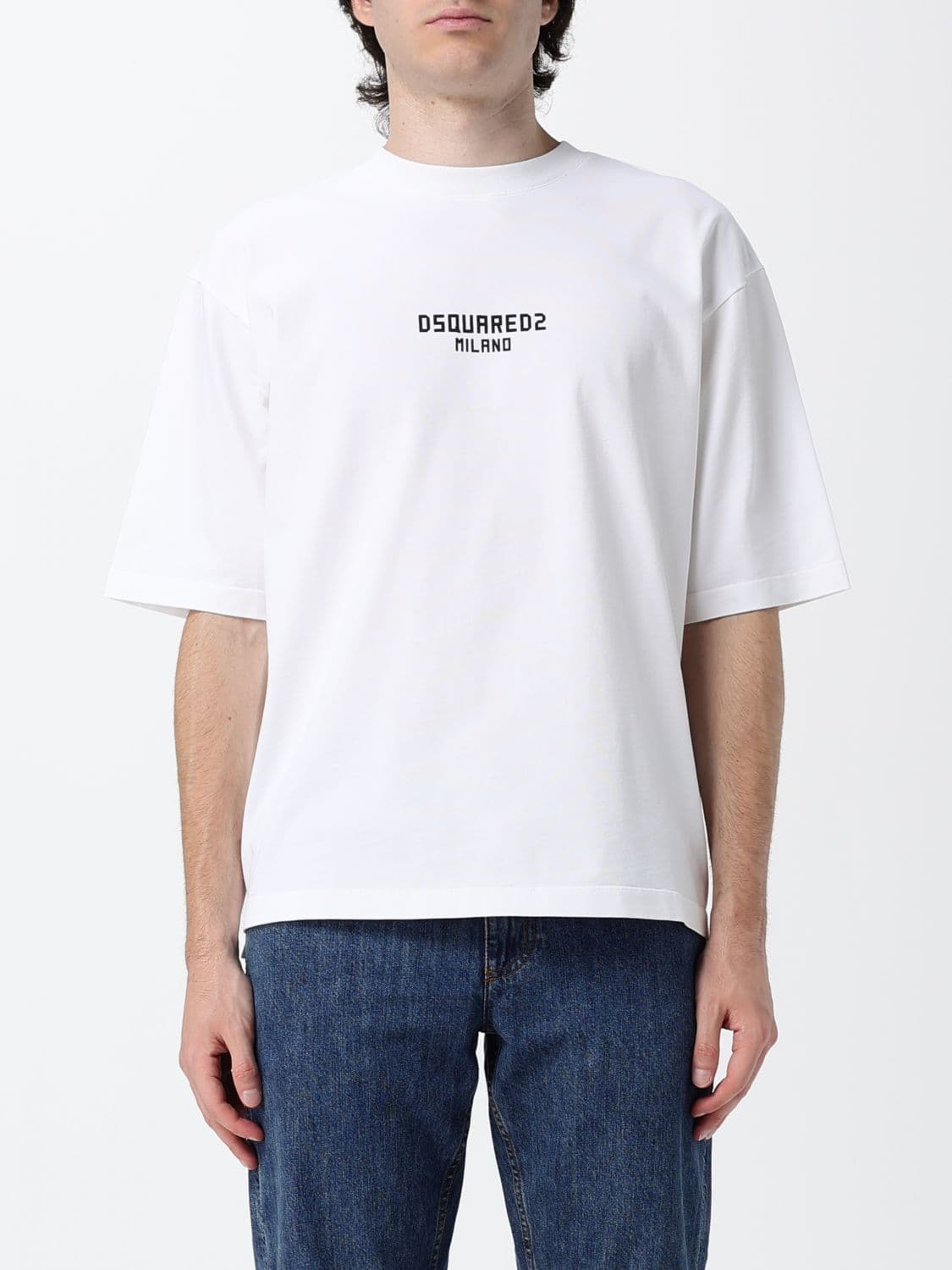 Dsquared2 Drop-Shoulder Cotton T-Shirt with Contrast Logo