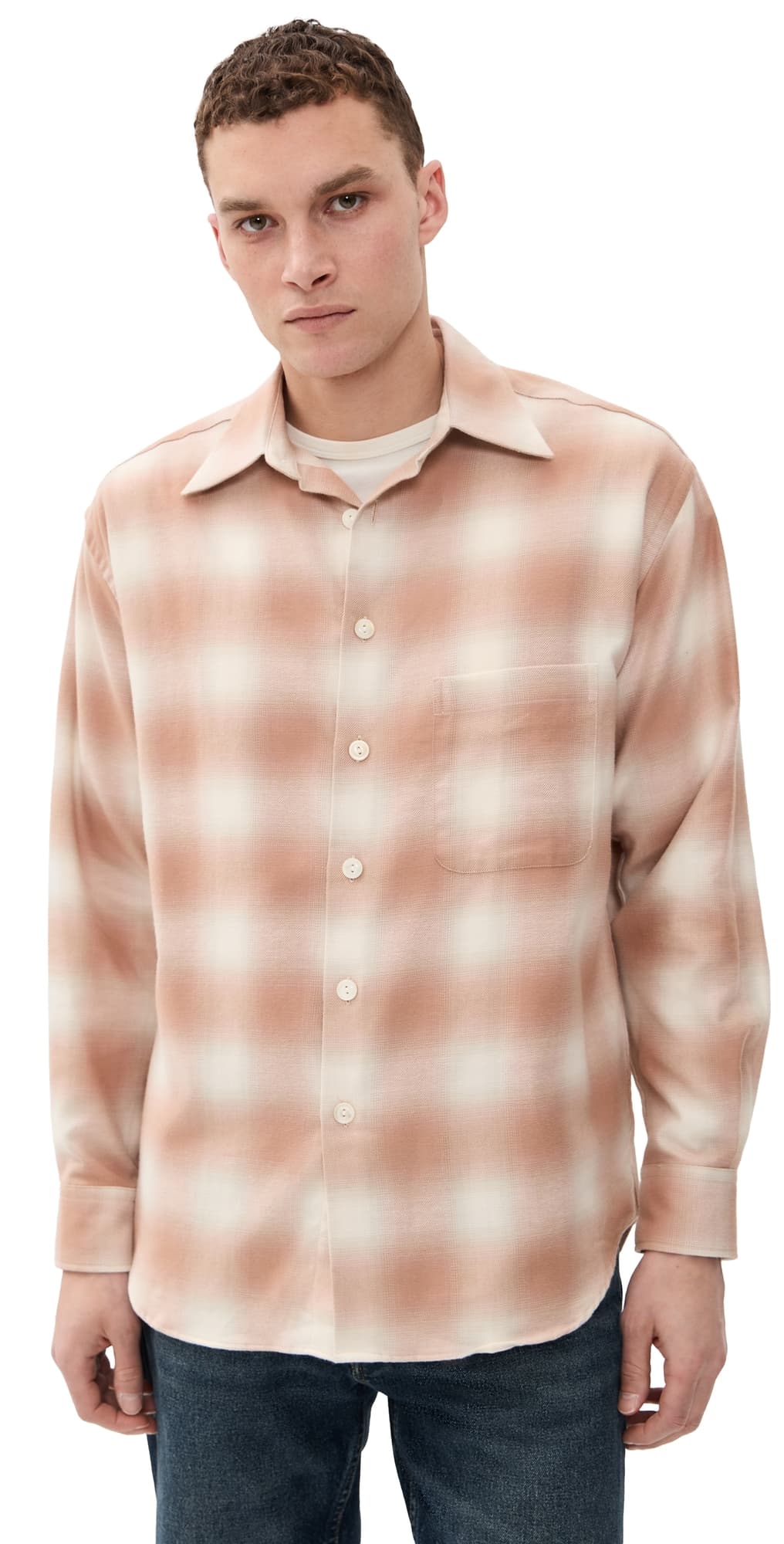 Aaron Levine Shadow Flannel Shirt Coral