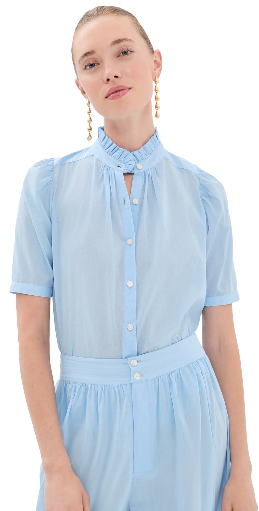 Alix of Bohemia Winnie Button Down Shirt Light Blue