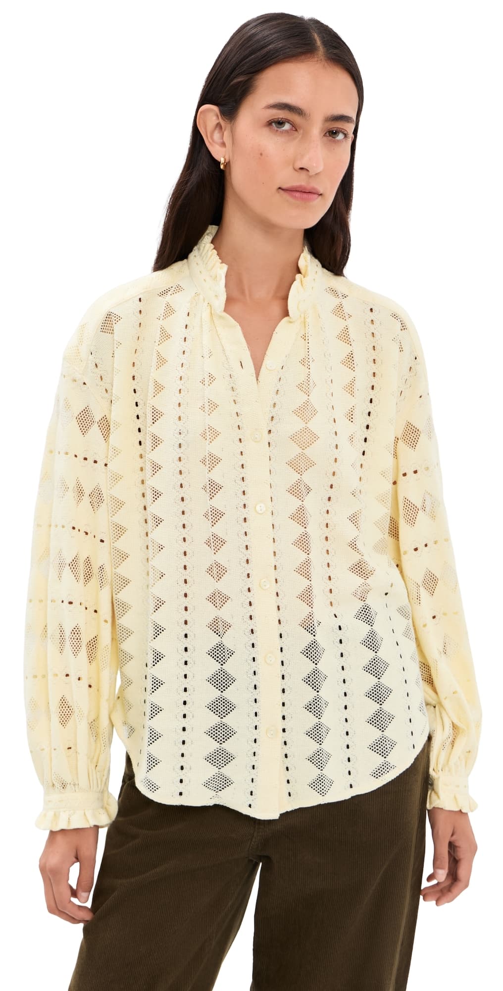 Alix of Bohemia Poet Savanna Lattice Blouse Off-White