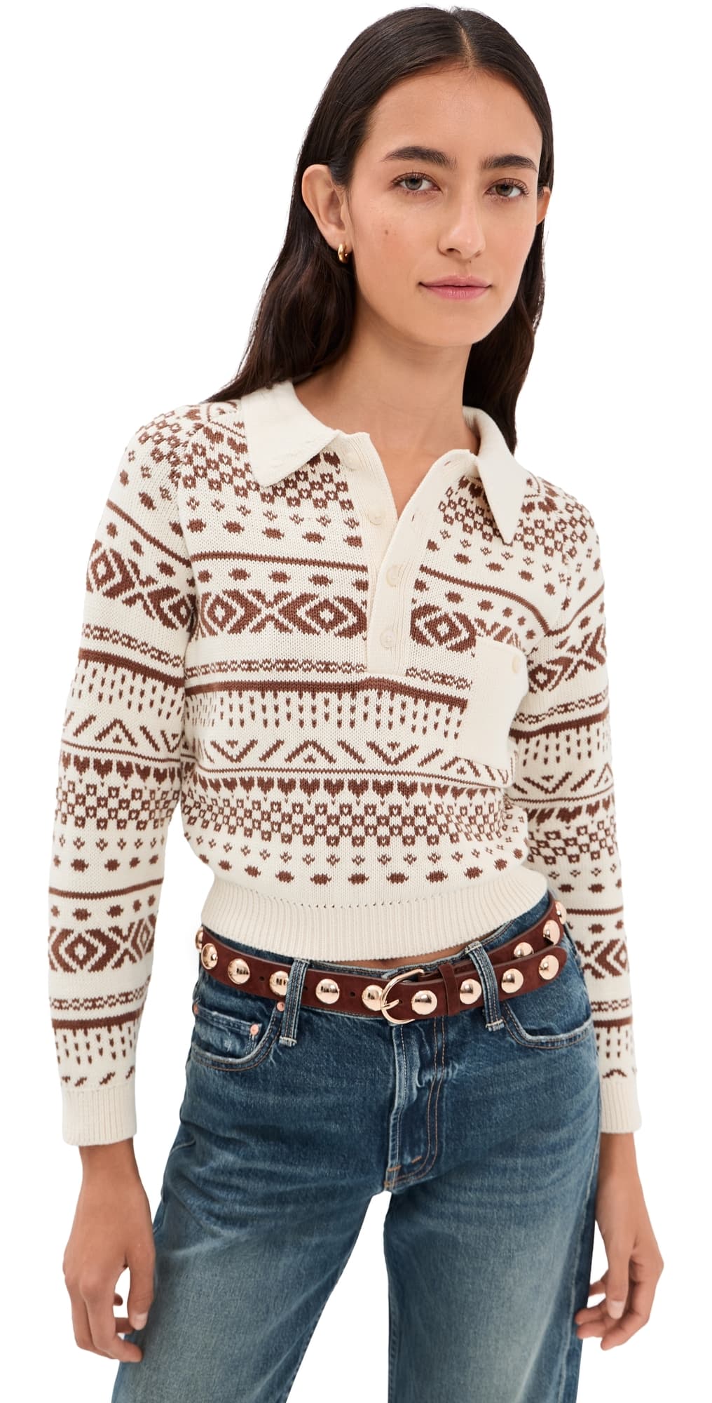 Alix of Bohemia Liza Frost Fair Isle Top Off-White