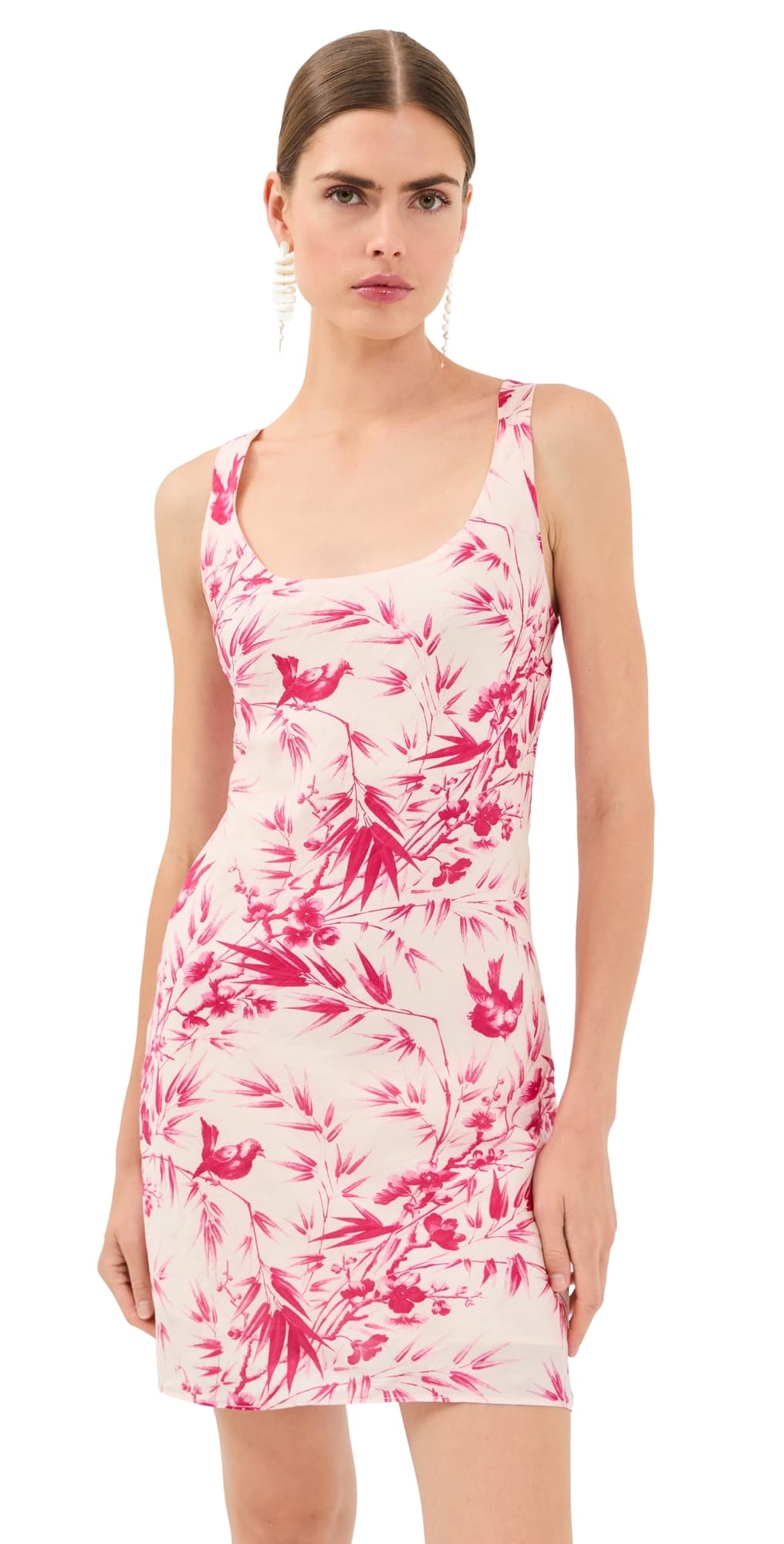 Alix of Bohemia Addie Rosette Bird Silk Mini Dress Off-White