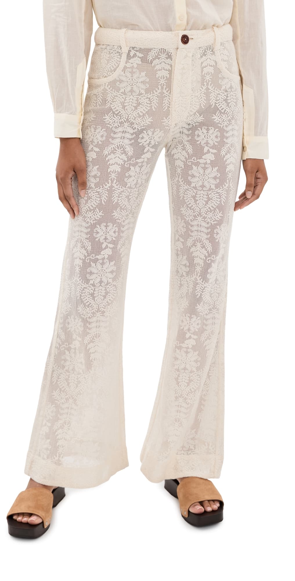 Alix of Bohemia Bunny Pearl Lace Lattice Pants Off-White
