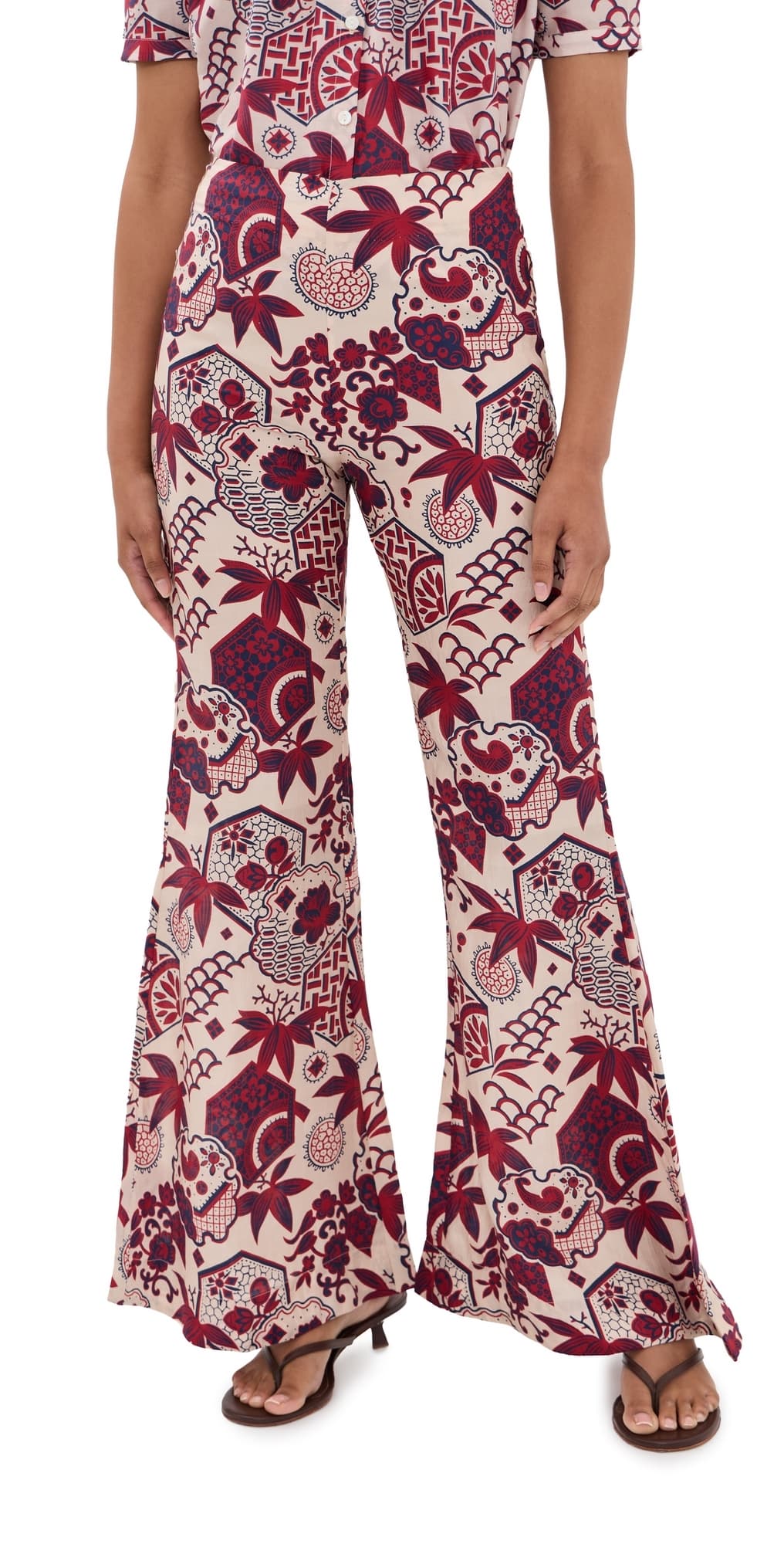 Alix of Bohemia Farah Crimson Hive Silk Pants Off-White