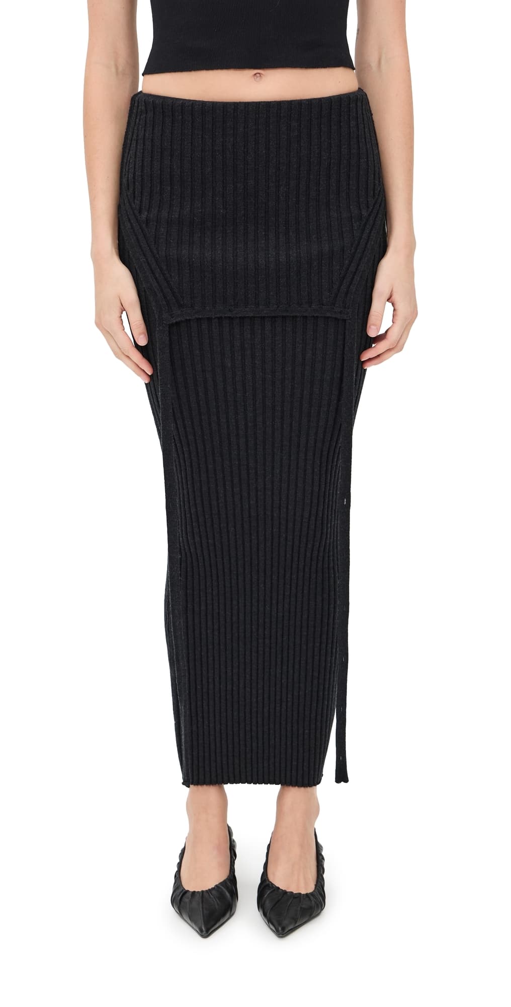 Aisling Camps Flipped Skirt Charcoal Melange