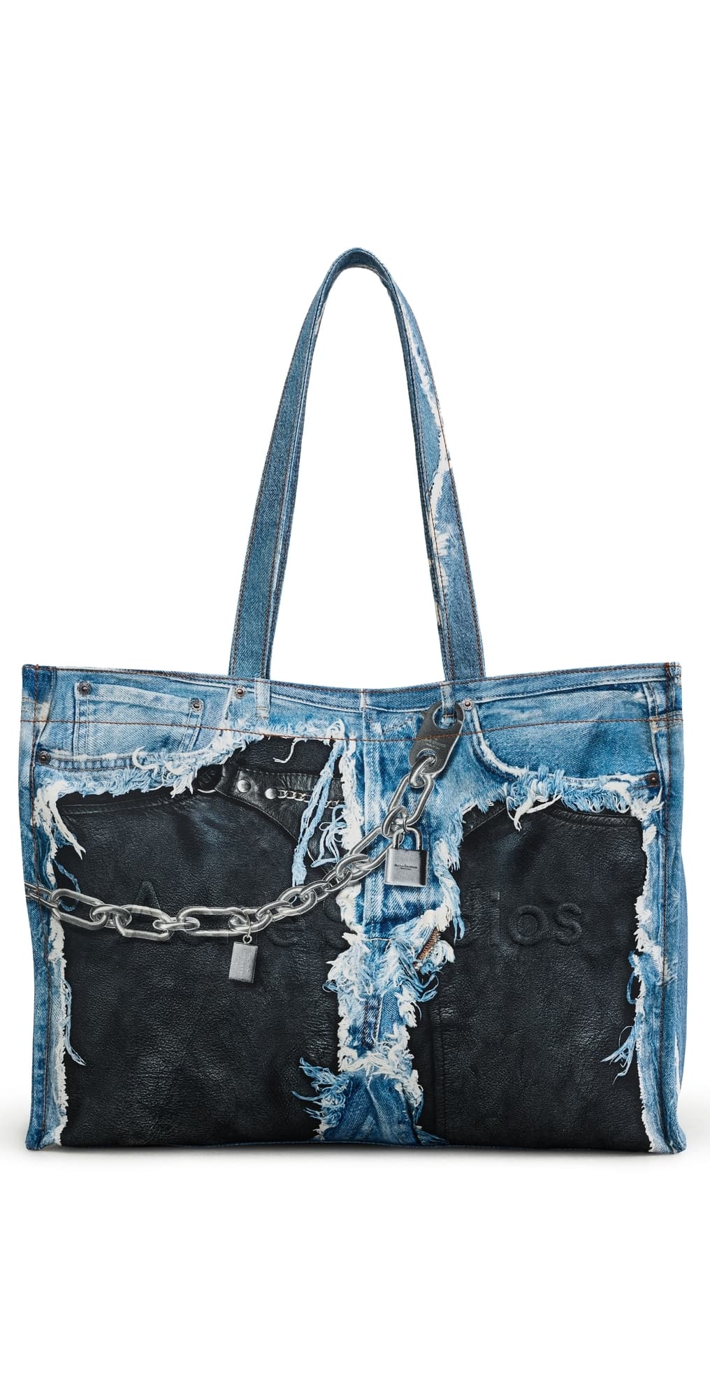 Acne Studios Logo Shoulder Tote Bag Mid Blue