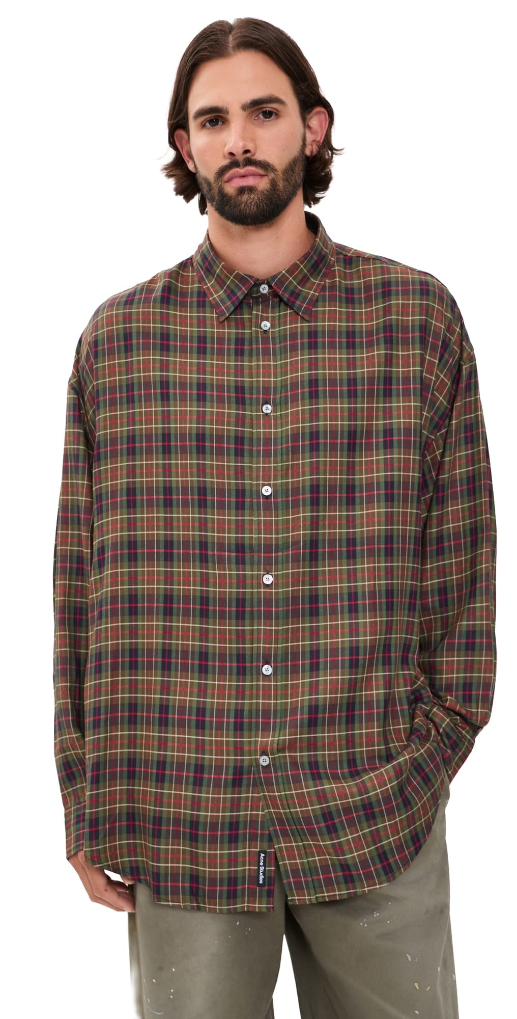 Acne Studios Setar Check Flannel Shirt Green Multi
