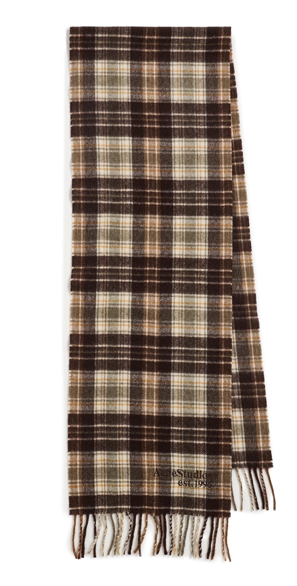 Acne Studios Canada Cashmere Check Scarf Dark Brown/Khaki Green