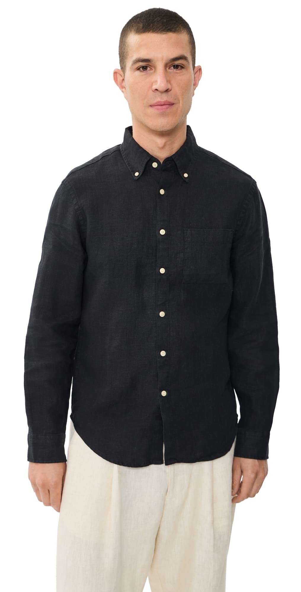 Alex Crane Linen Playa Button Down Shirt Night