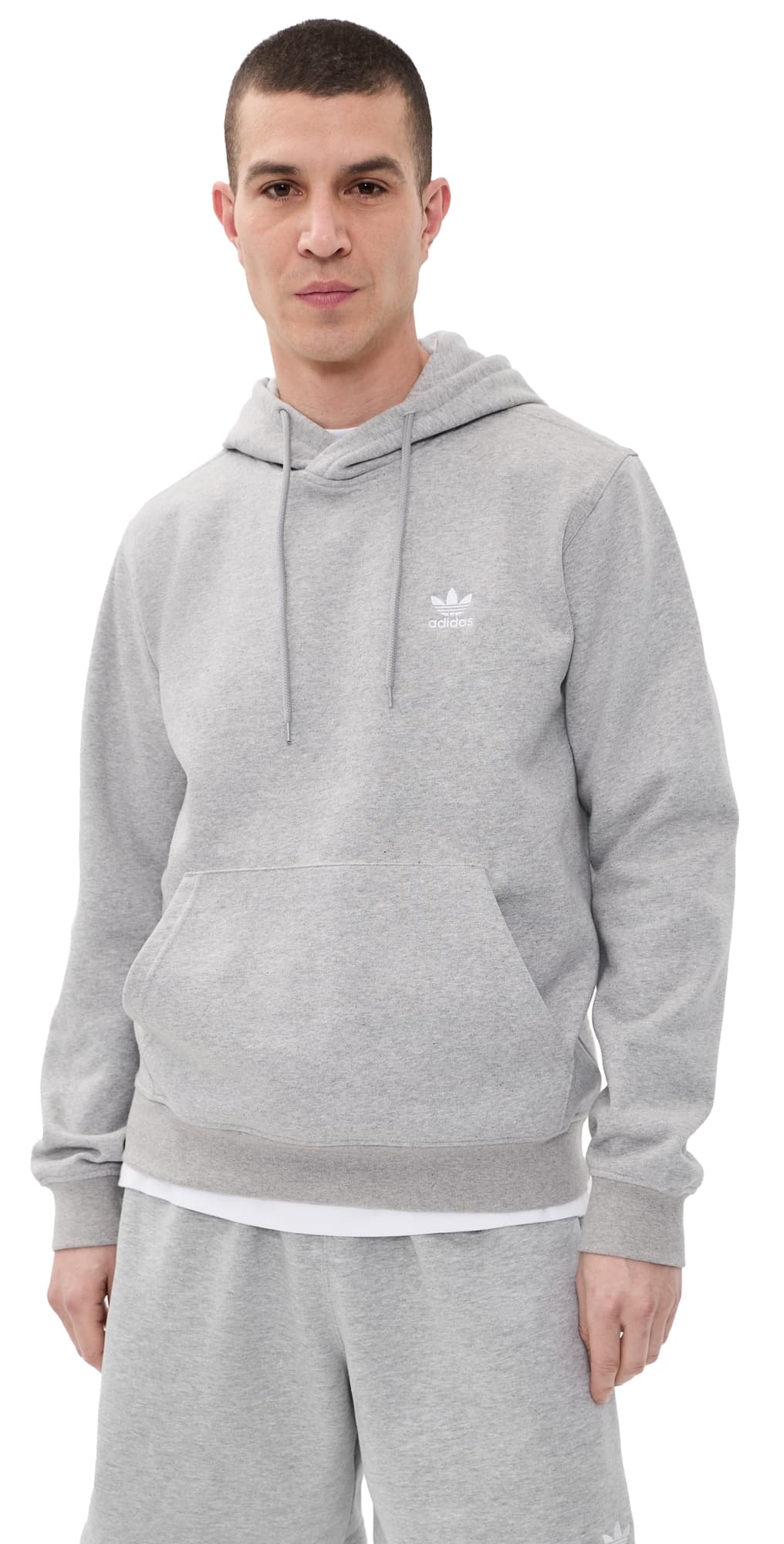 adidas Trefoil Essentials Hoodie Medium Grey Heather/White