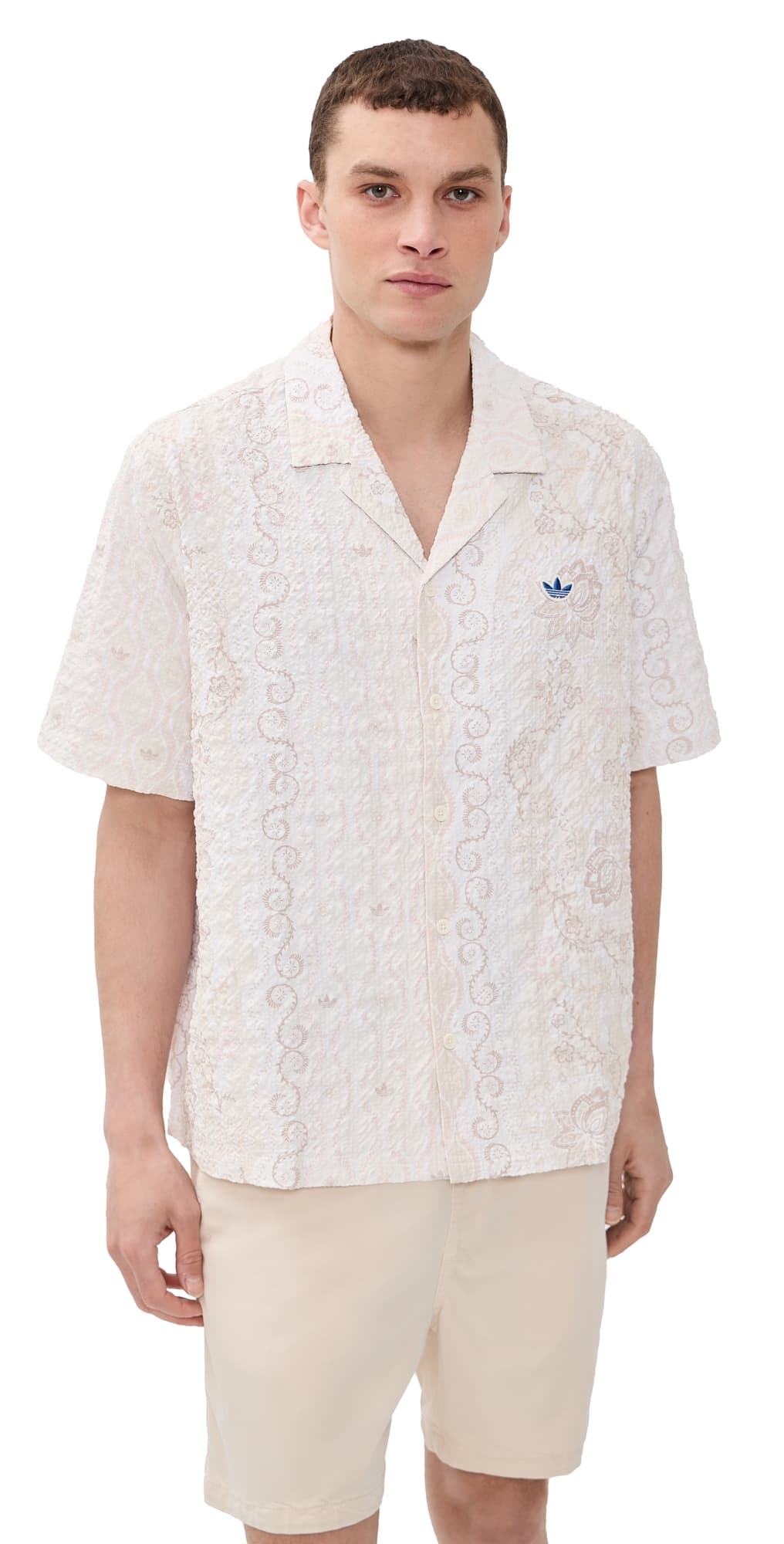 adidas Printed Seersucker Resort Shirt Blue