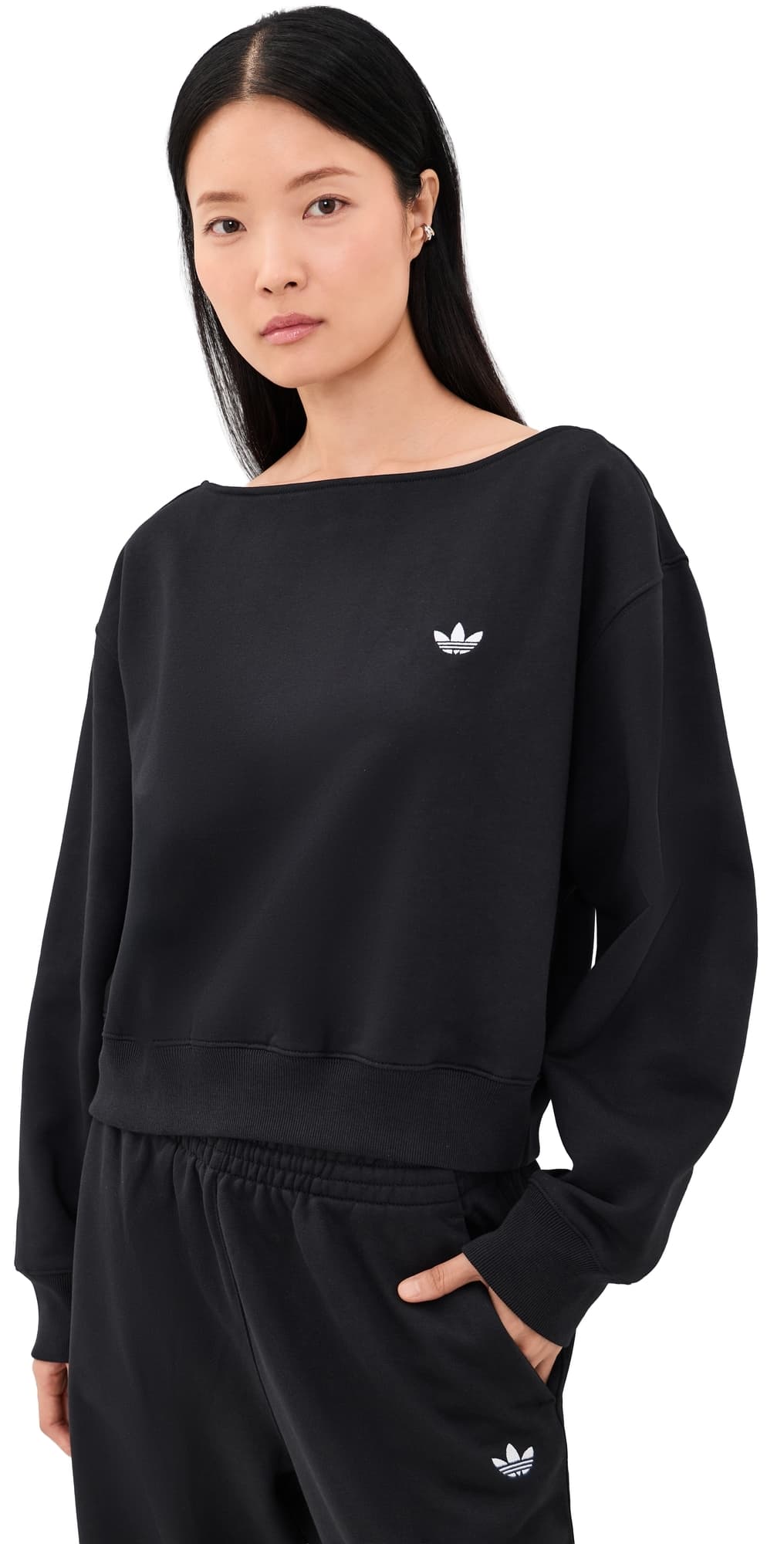 adidas Essential Fleece Crew Sweatshirt Black