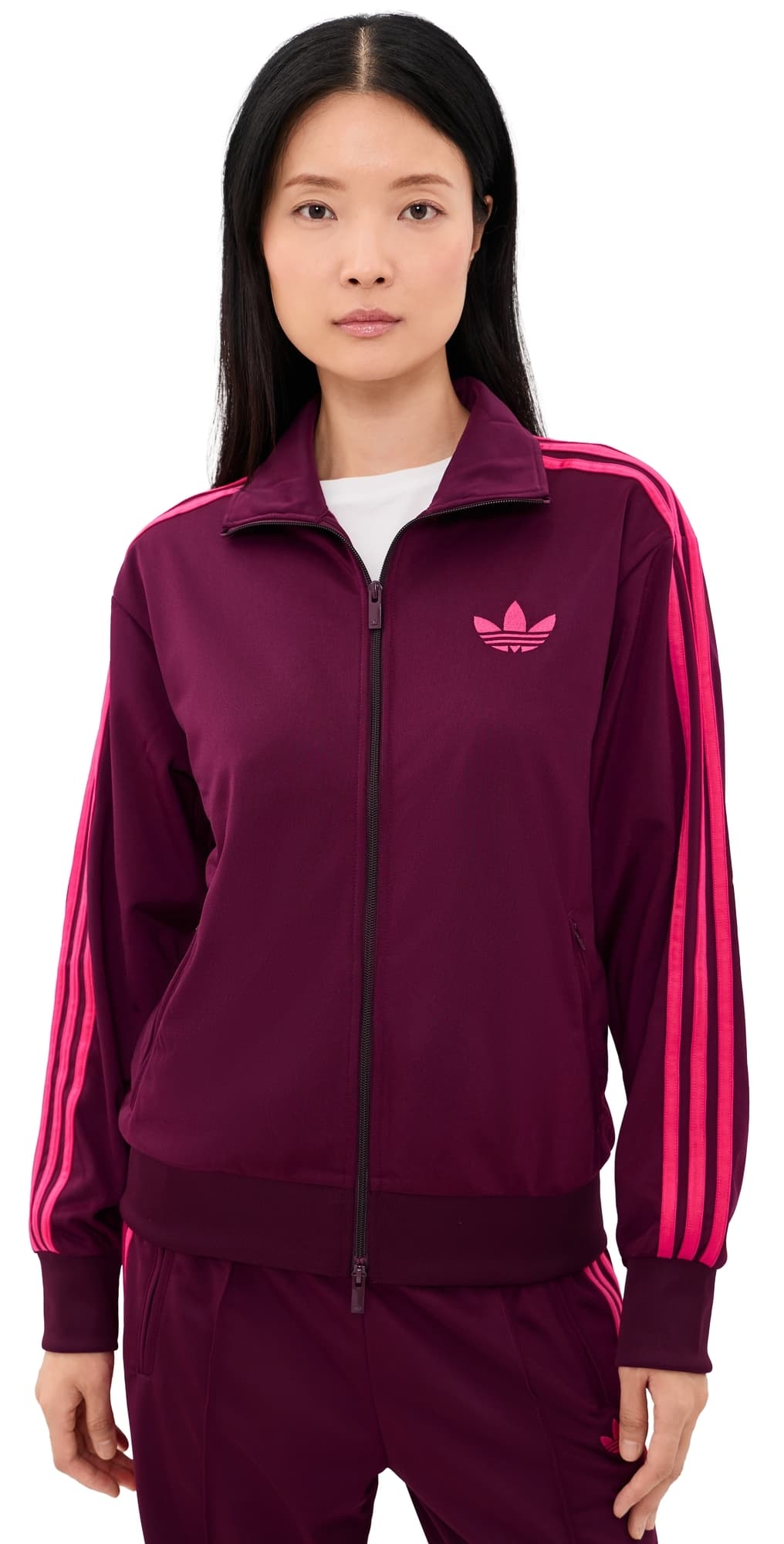 adidas Firebird Loose Track Top Maroon/Power Pink