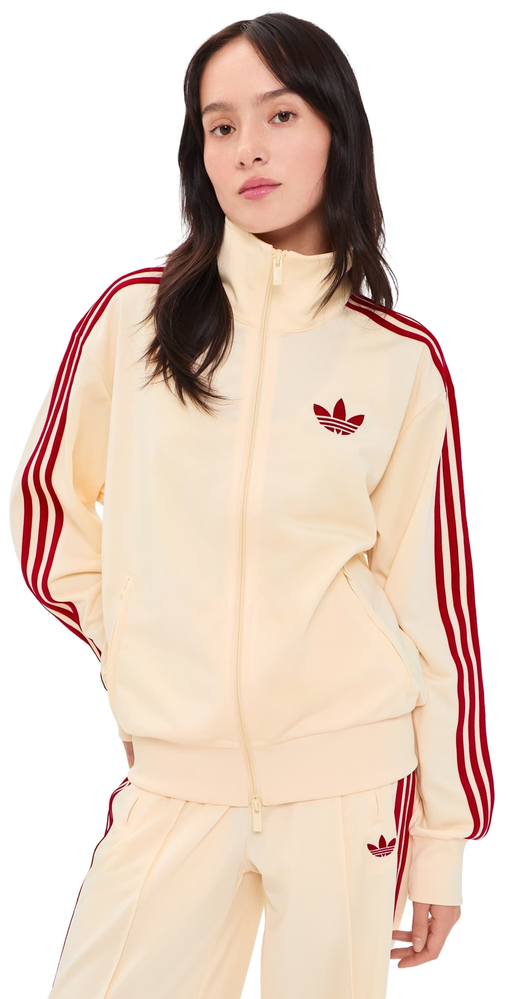 adidas Firebird Loose Track Top Warm Vanilla/Team Victory Red