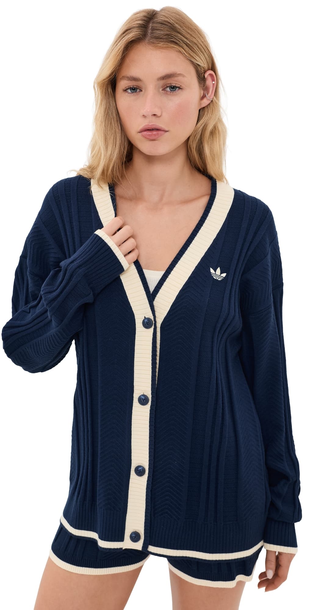 adidas Cable Knit Cardigan Night Indigo