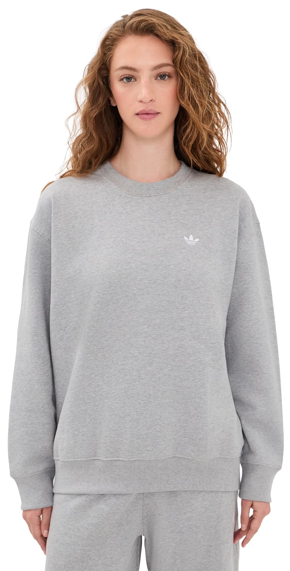 adidas Essential Fleece Crew Sweatshirt Medium Grey Heather