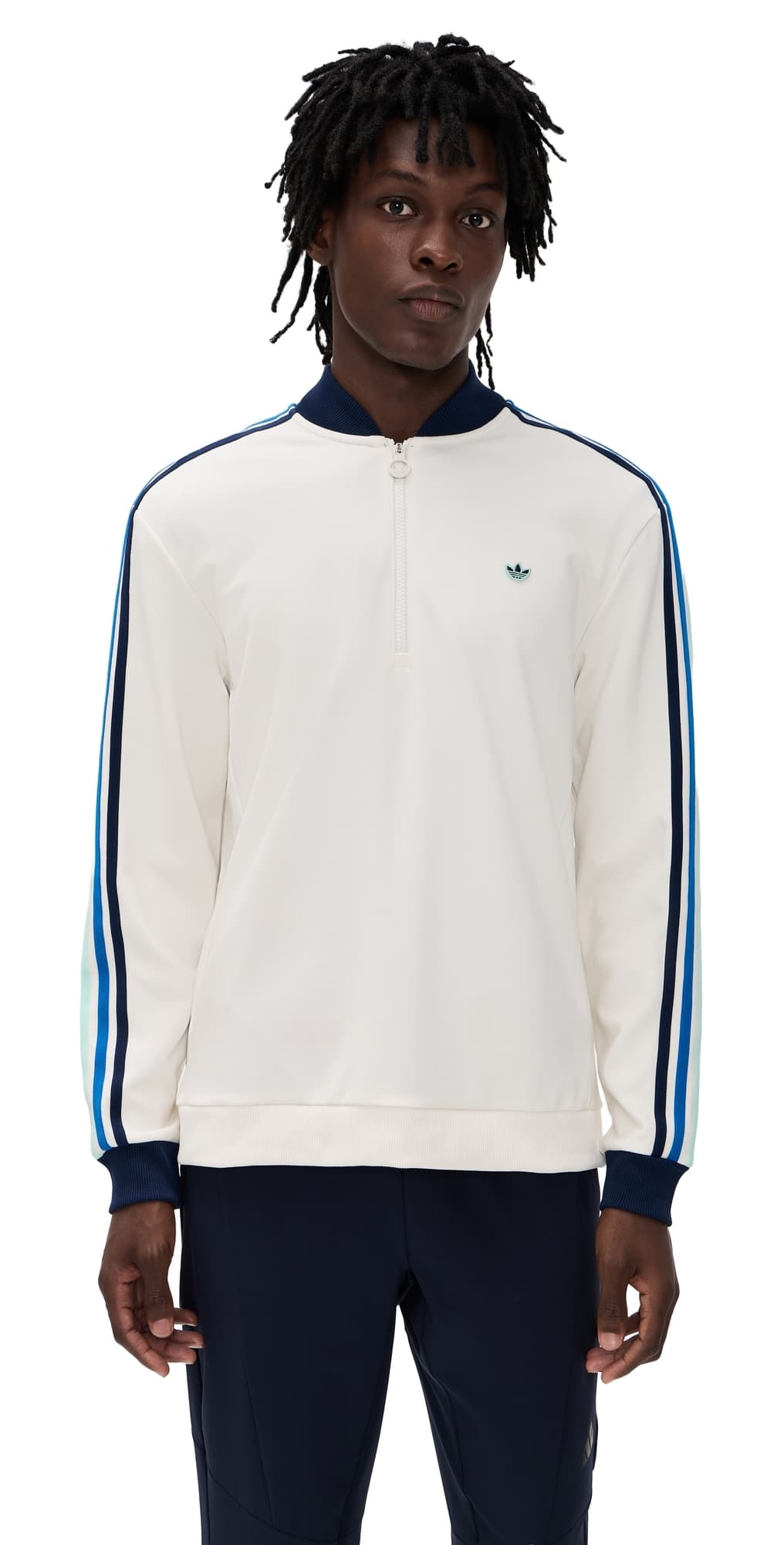Adidas Golf Originals 3-Stripe 1/4 Zip Chalk White/Night Indigo