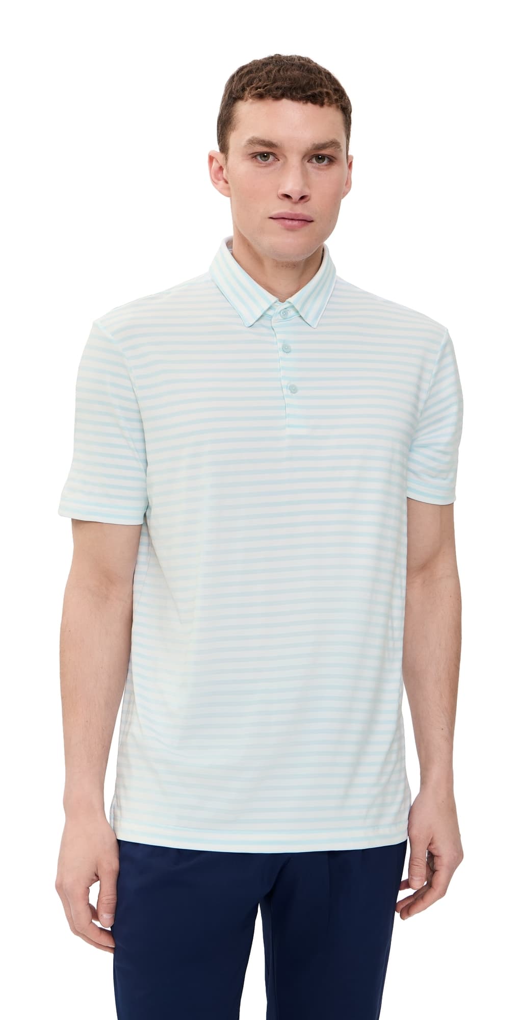 Adidas Golf Ultimate365 Stripe Polo Shirt White/Crystal Sky