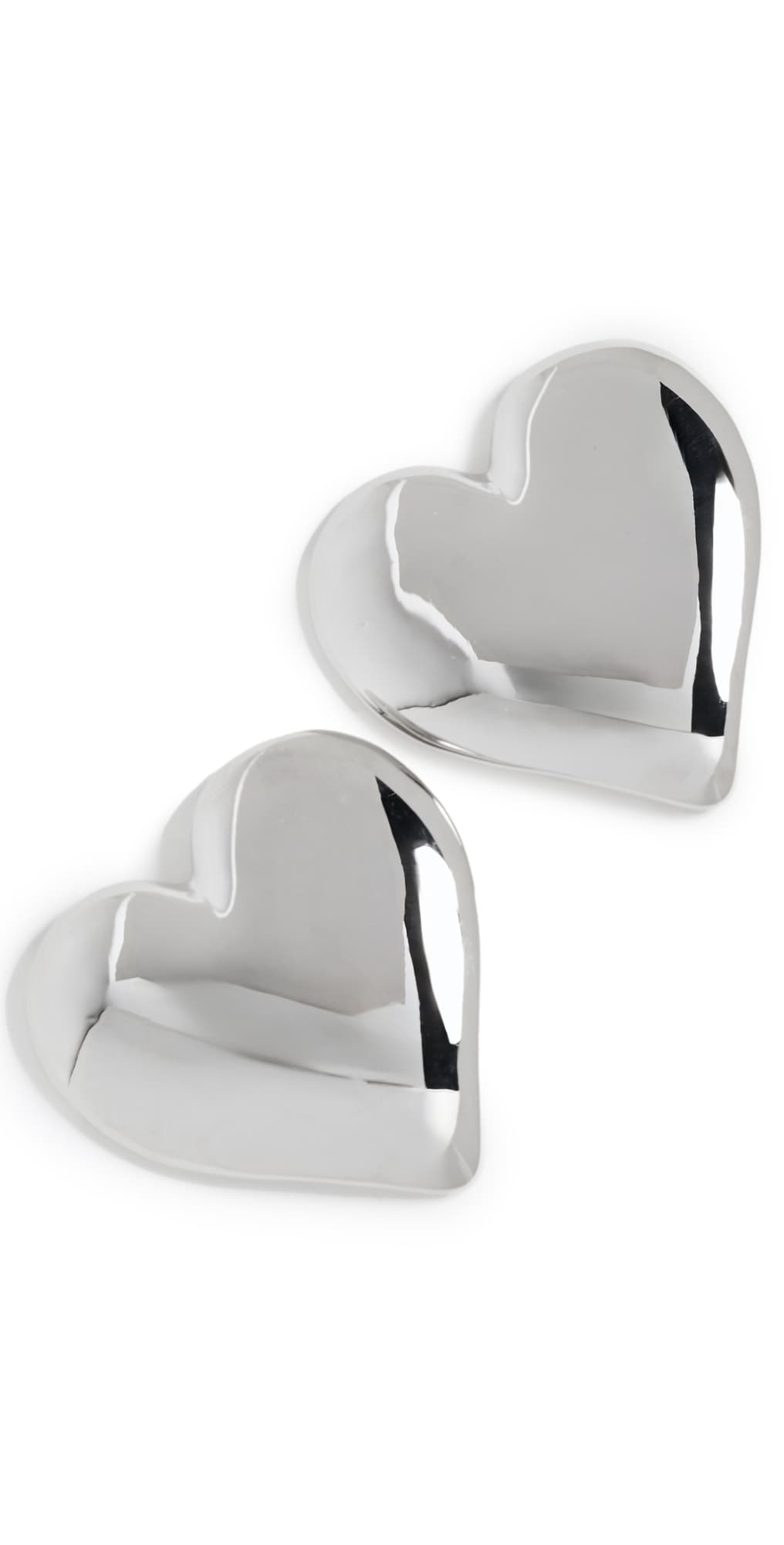 By Adina Eden Puffy Chunky Heart Stud Earrings Silver · One Size