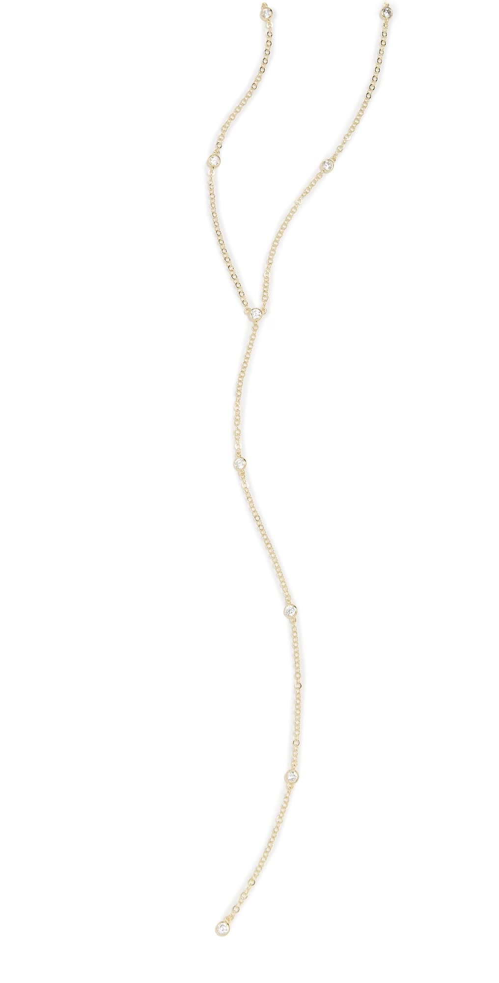 By Adina Eden Cubic Zirconia Bezel Station Lariat Necklace Gold