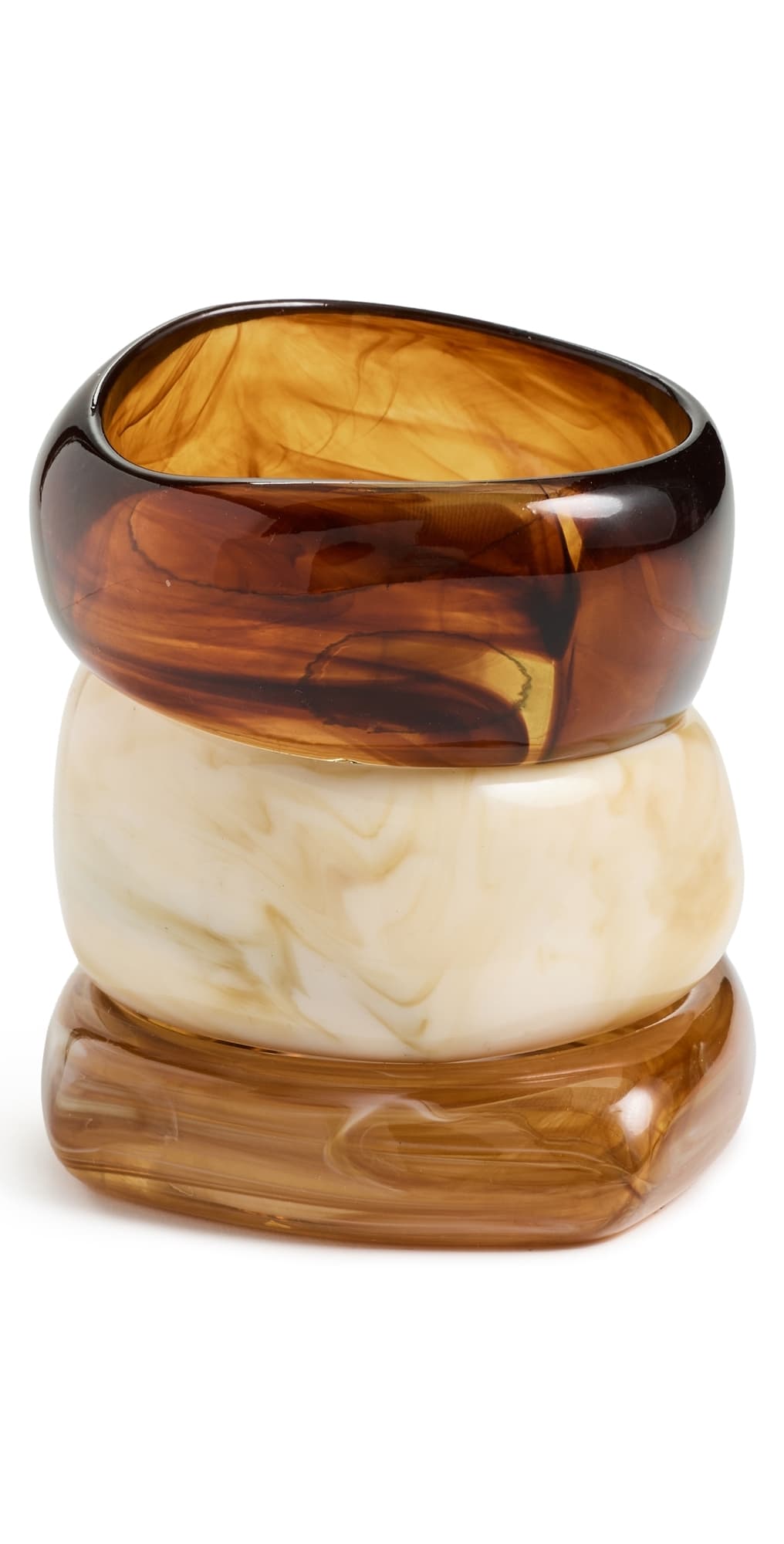 By Adina Eden Caramel Swirl Resin Bangle Set Multi-Color · One Size