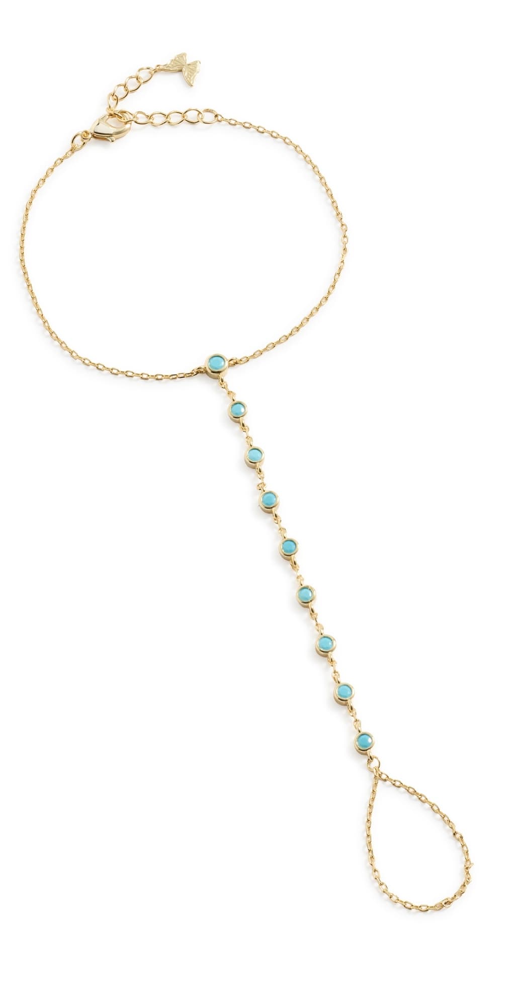 By Adina Eden Turquoise Bezel Station Hand Chain Turquoise · One Size