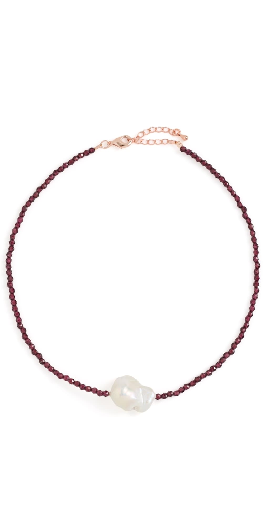 By Adina Eden Beaded Baroque Pearl Choker Dark Red