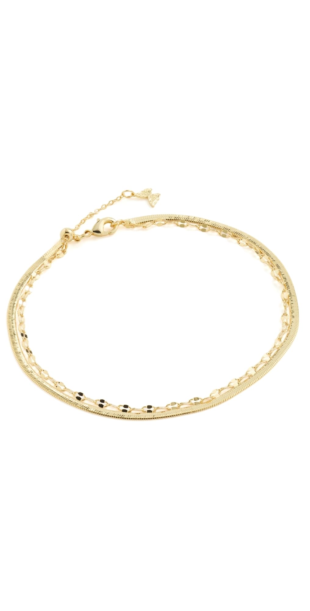 By Adina Eden Double Strand Multi Chain Anklet Gold · One Size