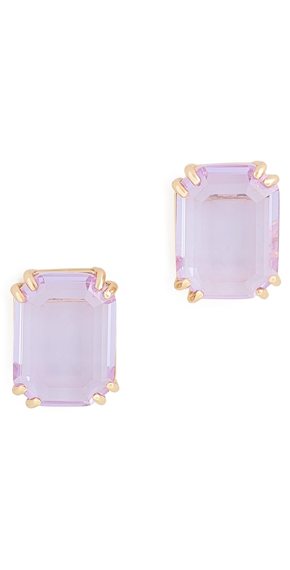 By Adina Eden Colored Large Emerald Stud Earrings Purple