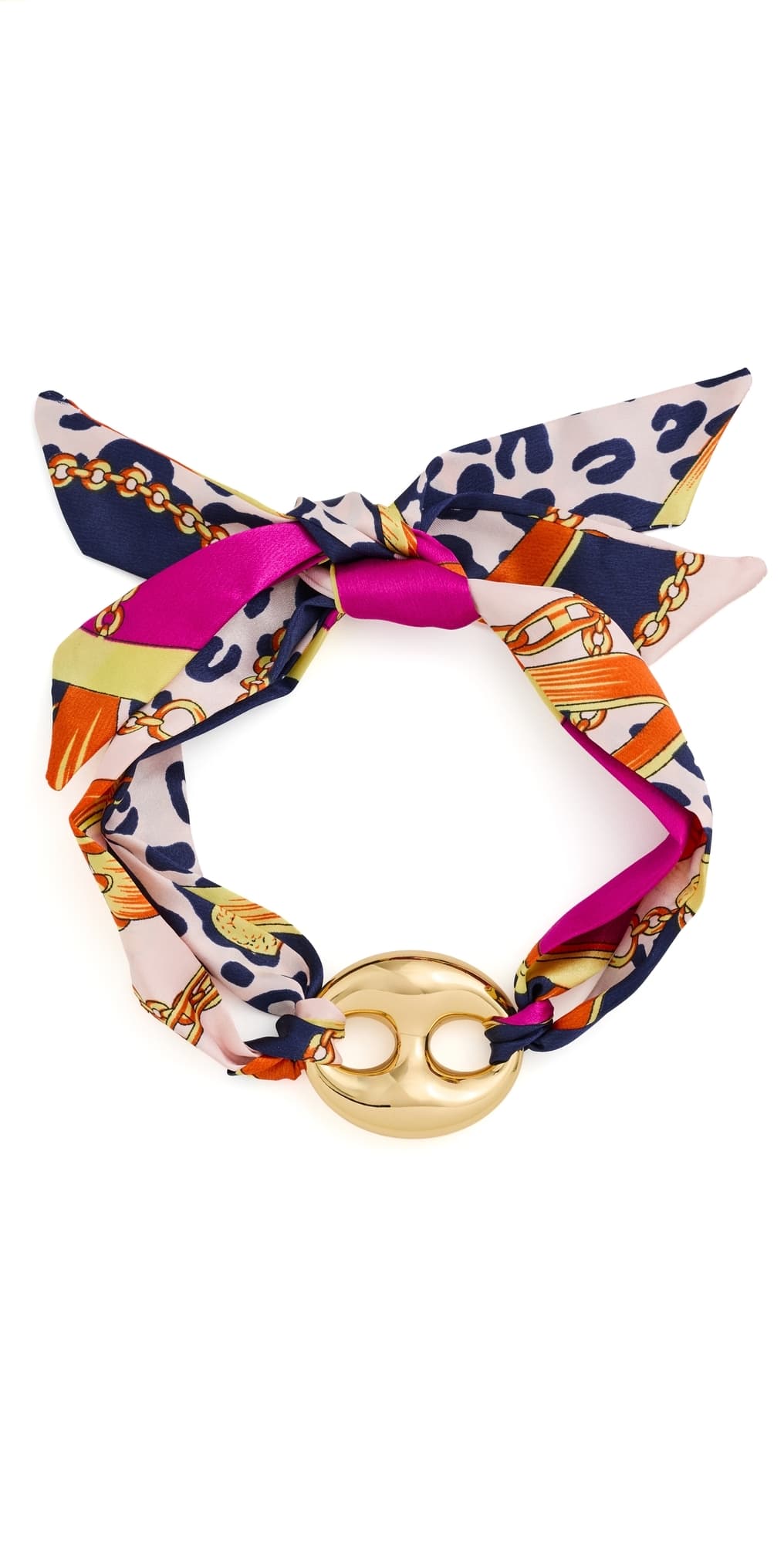 By Adina Eden Gold Mariner Vibrant Scarf Statement Necklace Multi Color · One Size