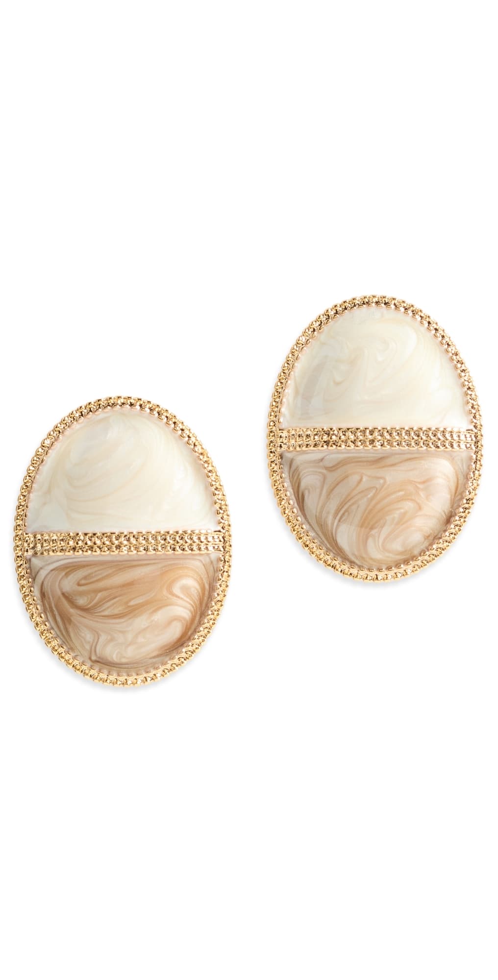 By Adina Eden Colored Two-Tone Stone Oval Stud Earrings Grey