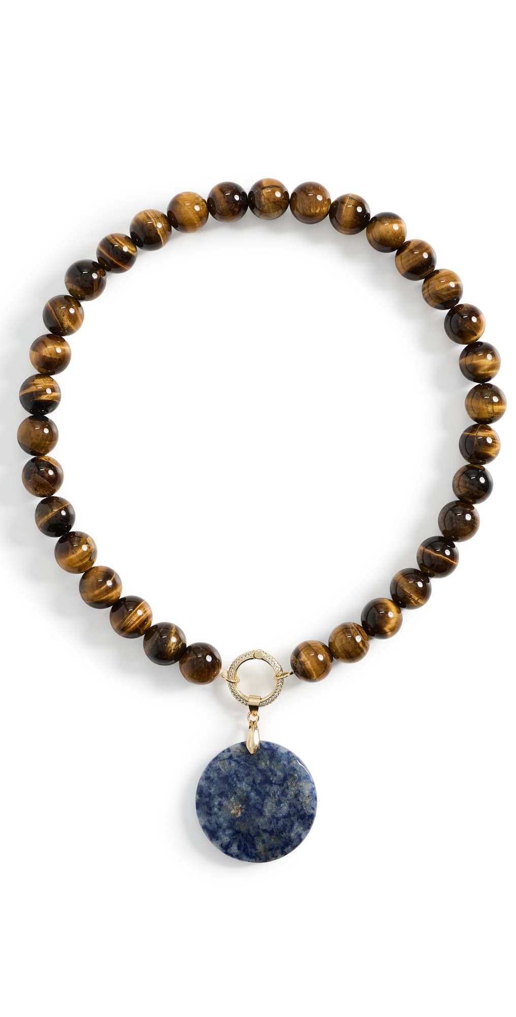 By Adina Eden Tiger Eye Earth Drop Pendant Necklace Brown