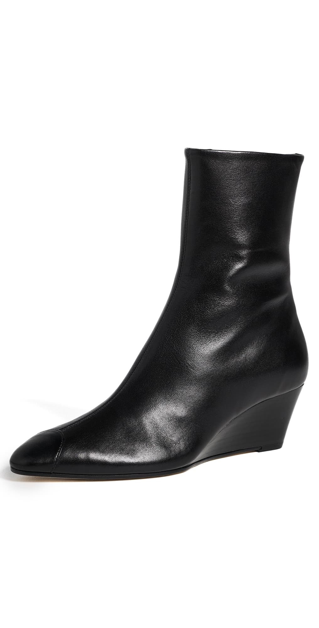 AEYDE Mia Cap Nappa Leather Wedge Booties Black